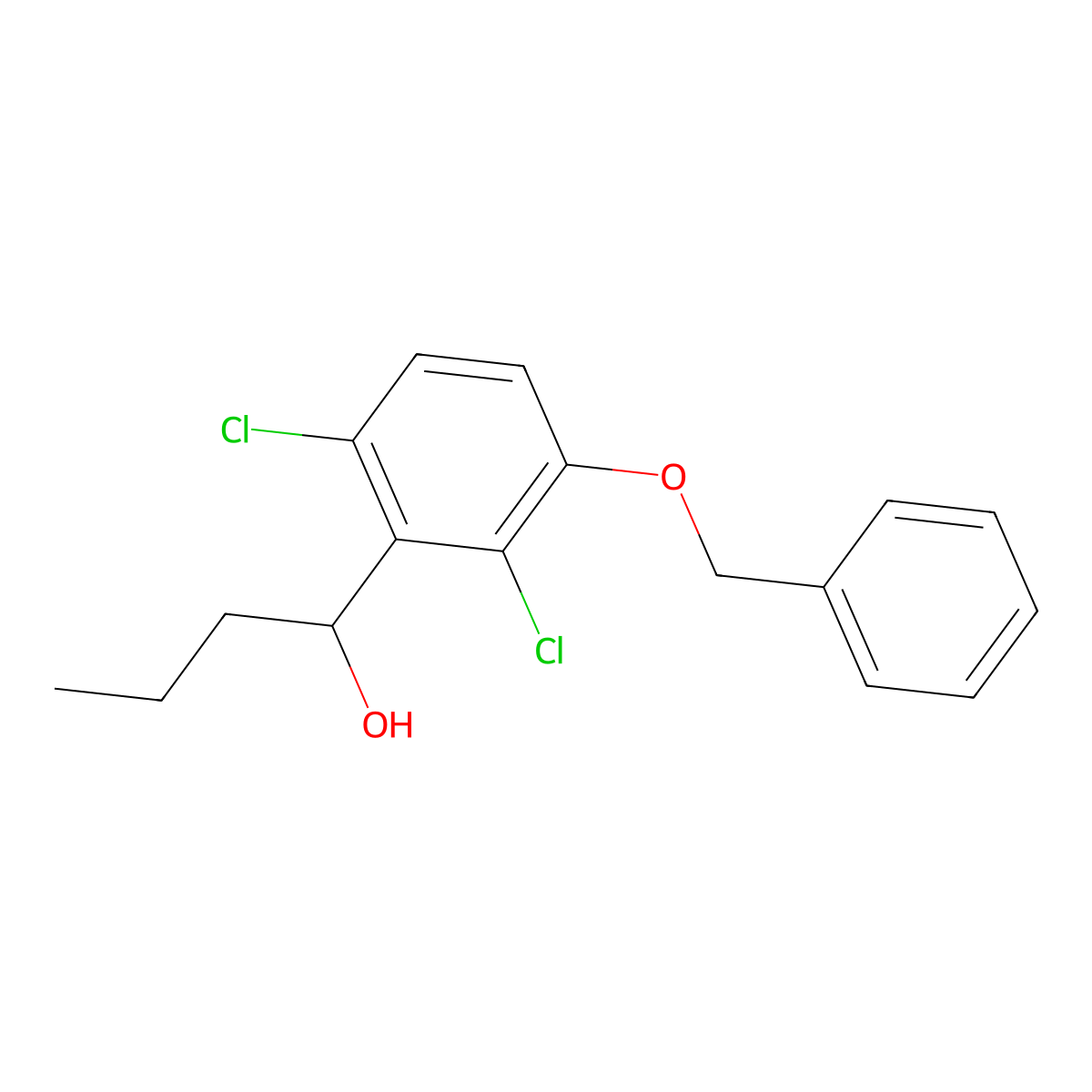 1-(3-(Benzyloxy)-2,6-dichlorophenyl)butan-1-ol molecular structure, CAS 3002525-04-1