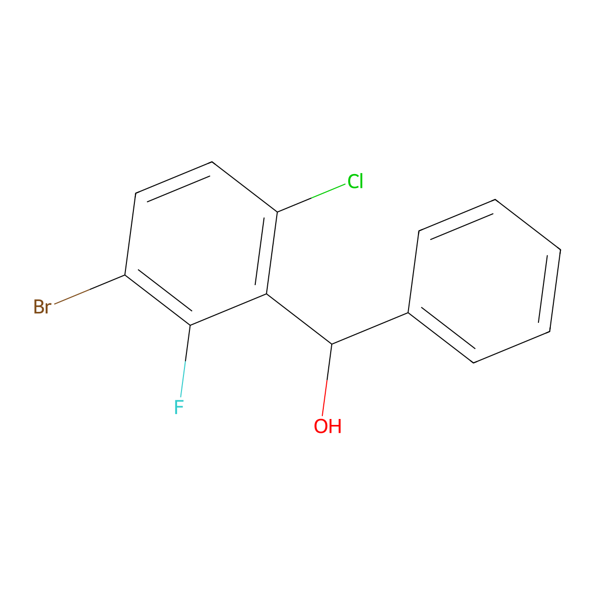 (3-Bromo-6-chloro-2-fluorophenyl)(phenyl)methanol molecular structure, CAS 3002525-10-9