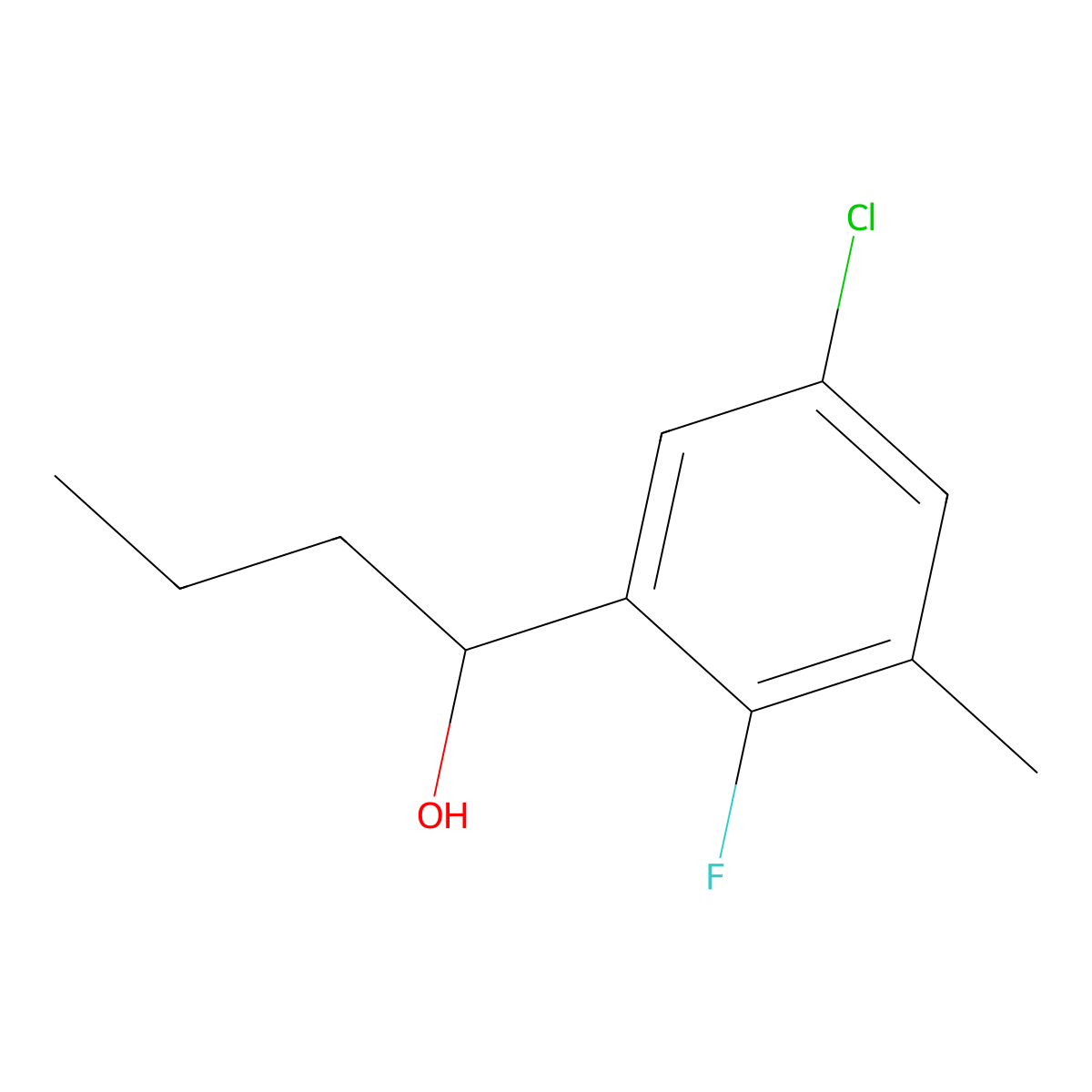 1-(5-Chloro-2-fluoro-3-methylphenyl)butan-1-ol molecular structure, CAS 3002525-19-8