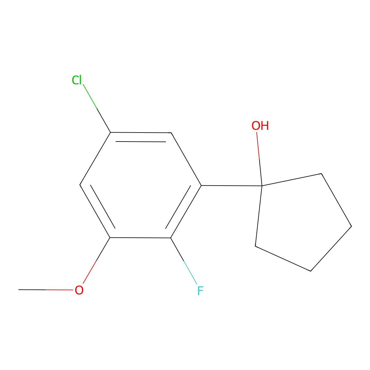 1-(5-Chloro-2-fluoro-3-methoxyphenyl)cyclopentanol molecular structure, CAS 3002526-15-7
