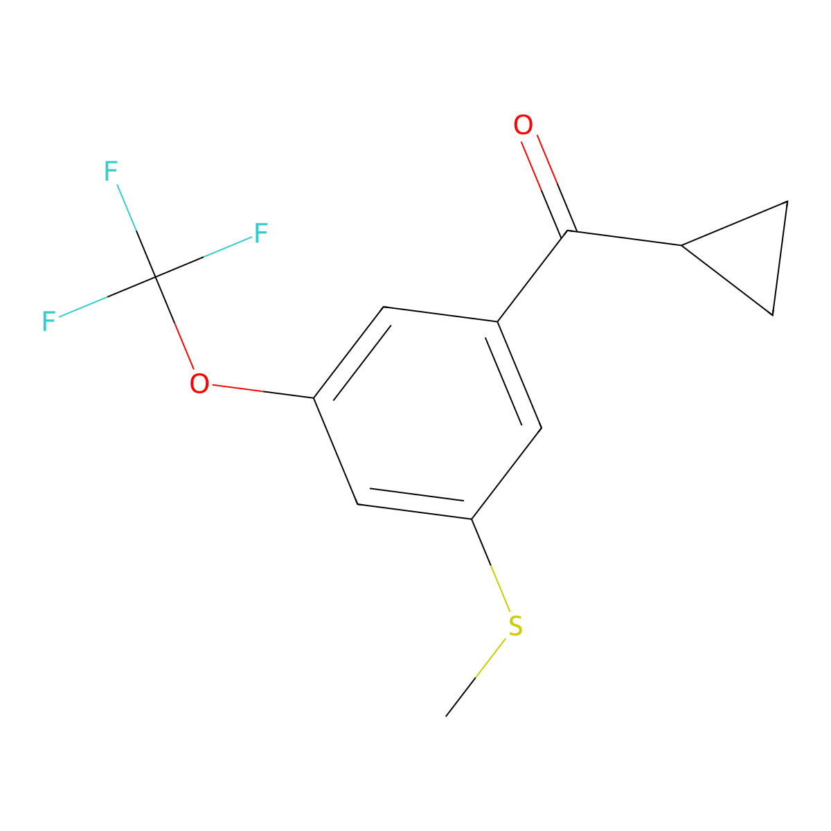 Cyclopropyl(3-(methylthio)-5-(trifluoromethoxy)phenyl)methanone molecular structure, CAS 3002526-19-1