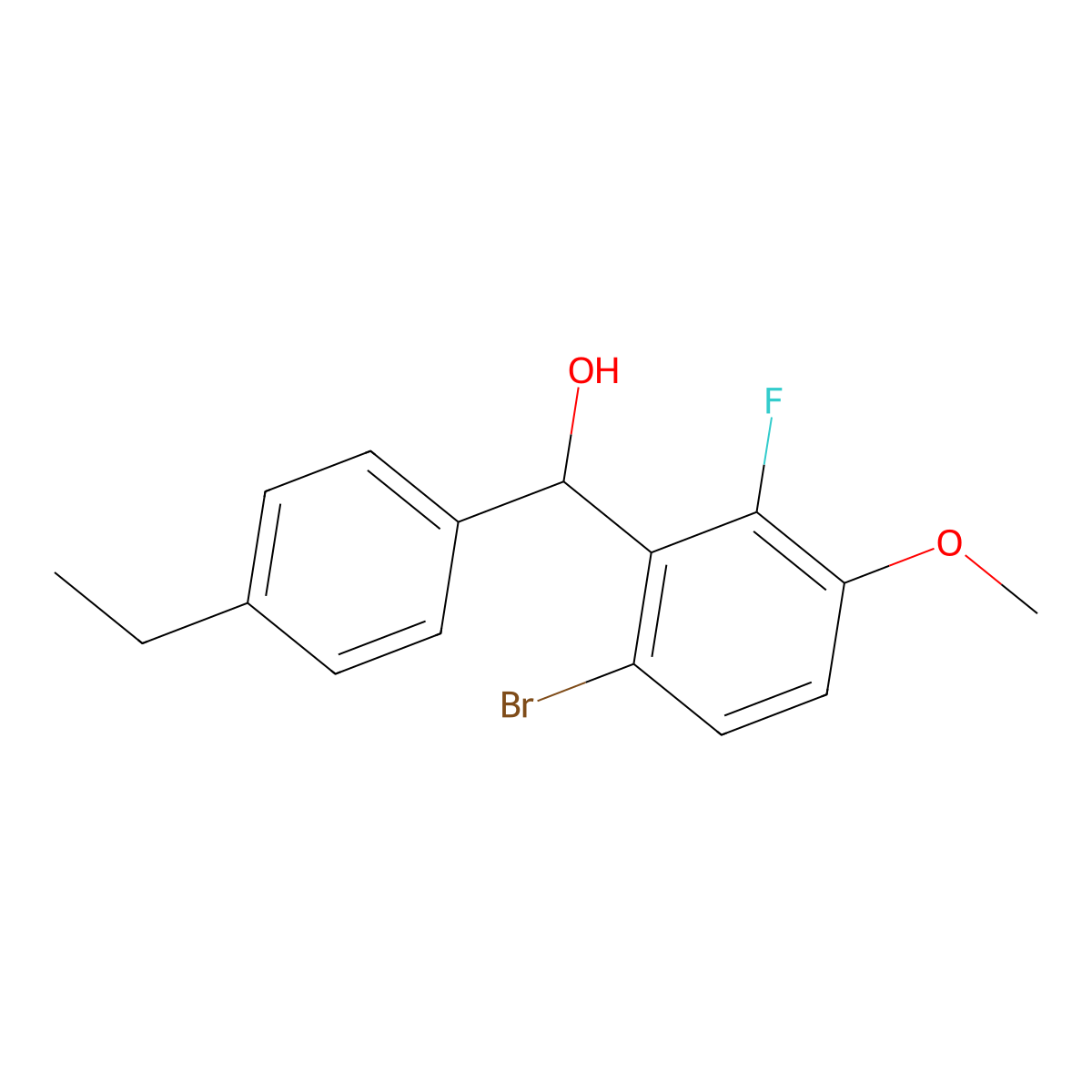 (6-Bromo-2-fluoro-3-methoxyphenyl)(4-ethylphenyl)methanol molecular structure, CAS 3002527-18-3