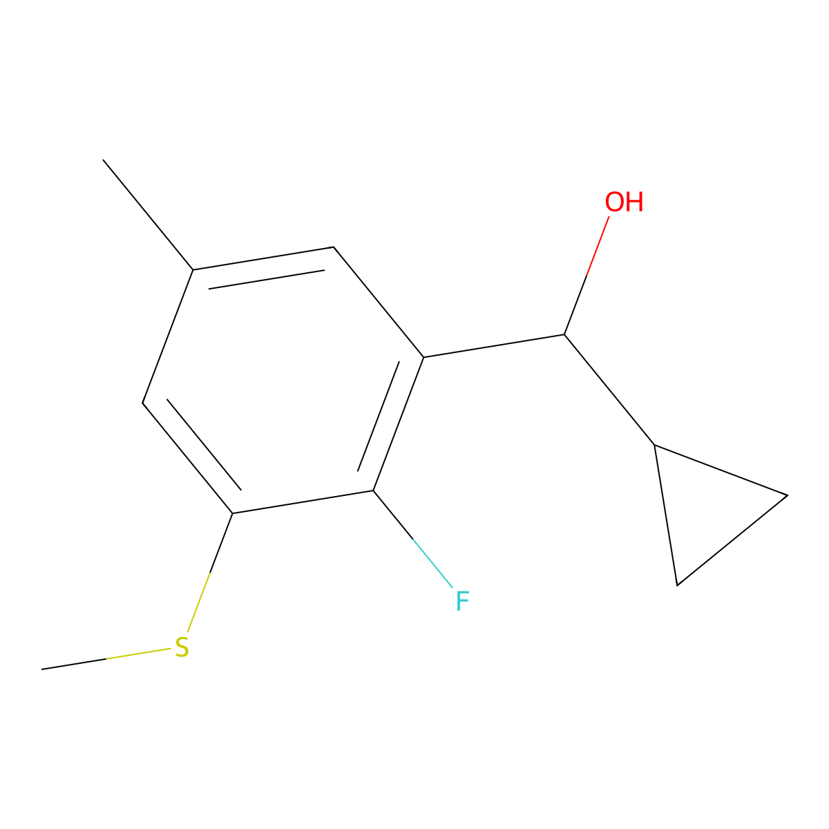 Cyclopropyl(2-fluoro-5-methyl-3-(methylthio)phenyl)methanol molecular structure, CAS 3002527-25-2