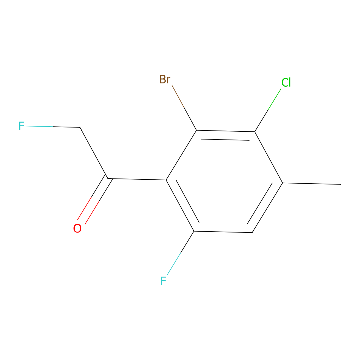 1-(2-Bromo-3-chloro-6-fluoro-4-methylphenyl)-2-fluoroethanone molecular structure, CAS 3002527-29-6