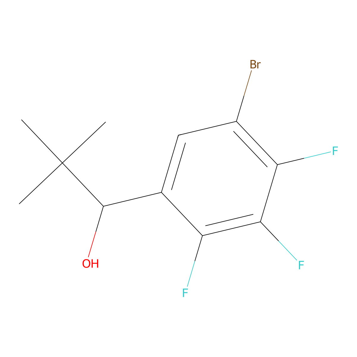 1-(5-Bromo-2,3,4-trifluorophenyl)-2,2-dimethylpropan-1-ol molecular structure, CAS 3002529-07-6