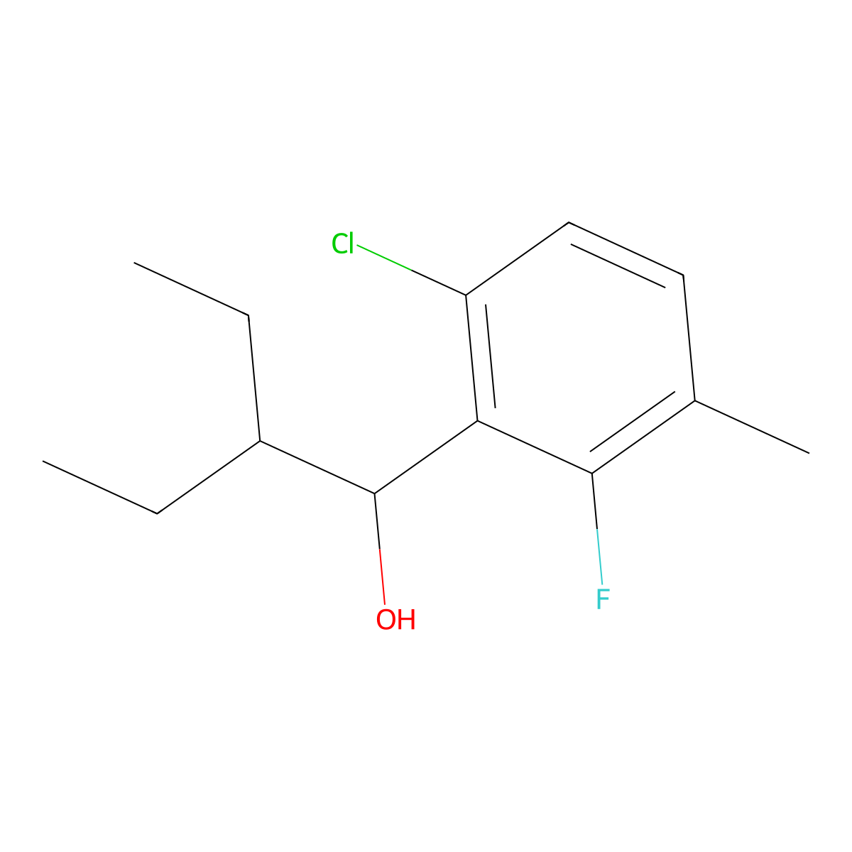 1-(6-Chloro-2-fluoro-3-methylphenyl)-2-ethylbutan-1-ol molecular structure, CAS 3002529-69-0