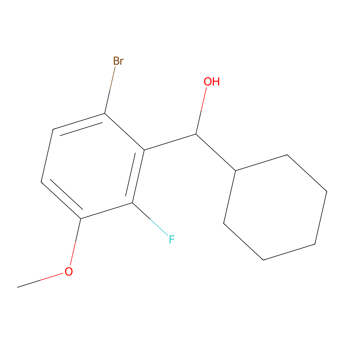 (6-Bromo-2-fluoro-3-methoxyphenyl)(cyclohexyl)methanol molecular structure, CAS 3002529-75-8