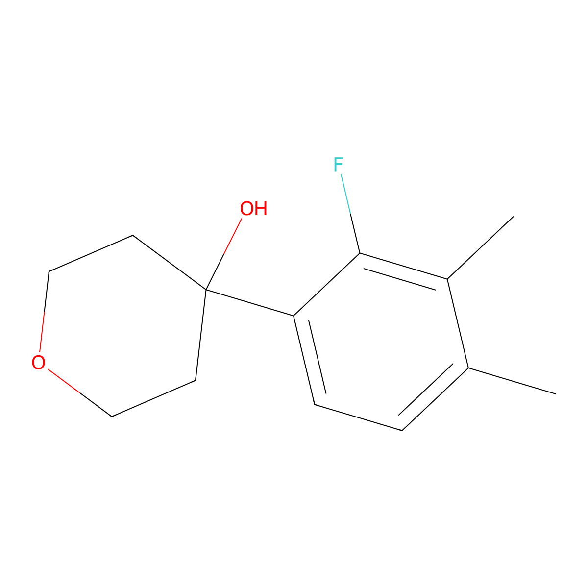 4-(2-fluoro-3,4-dimethylphenyl)tetrahydro-2H-pyran-4-ol molecular structure, CAS 3002530-04-0