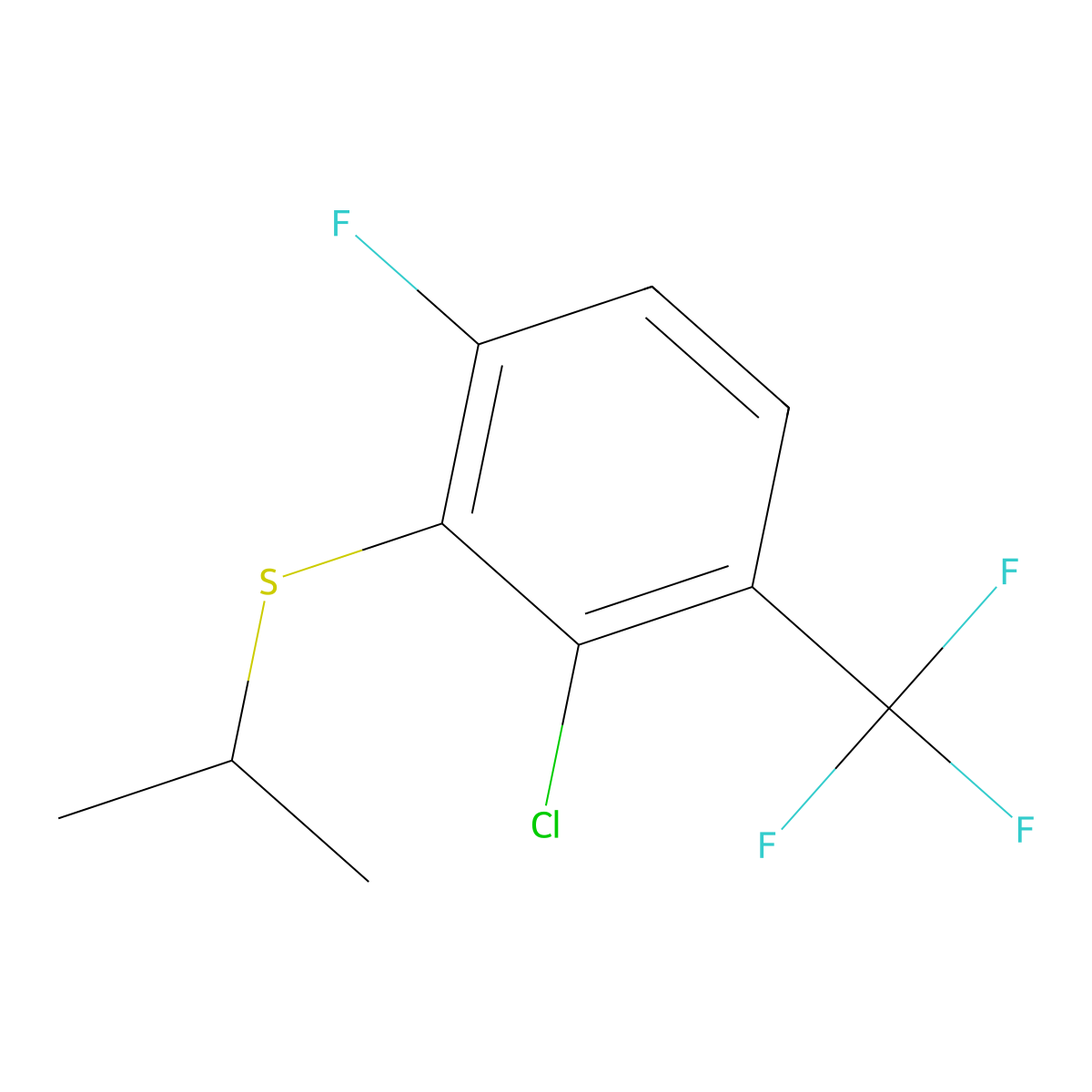 (2-Chloro-6-fluoro-3-(trifluoromethyl)phenyl)(isopropyl)sulfane molecular structure, CAS 3002530-49-3