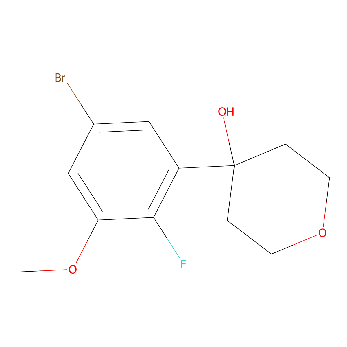 4-(5-Bromo-2-fluoro-3-methoxyphenyl)tetrahydro-2H-pyran-4-ol molecular structure, CAS 3002530-69-7