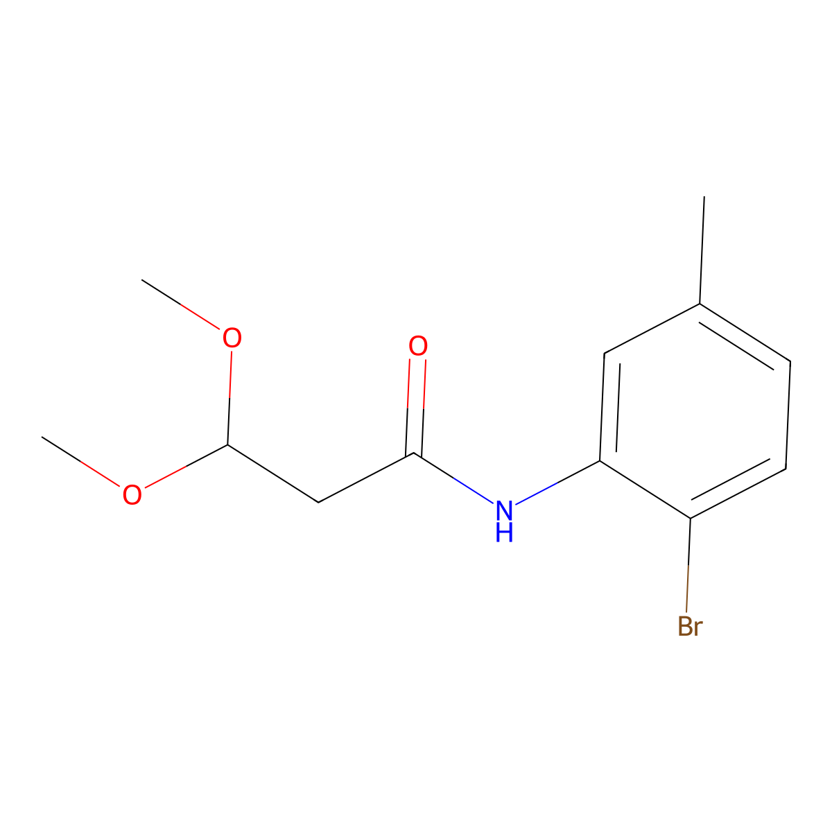 N-(2-bromo-5-methylphenyl)-3,3-dimethoxypropanamide molecular structure, CAS 3002530-96-0
