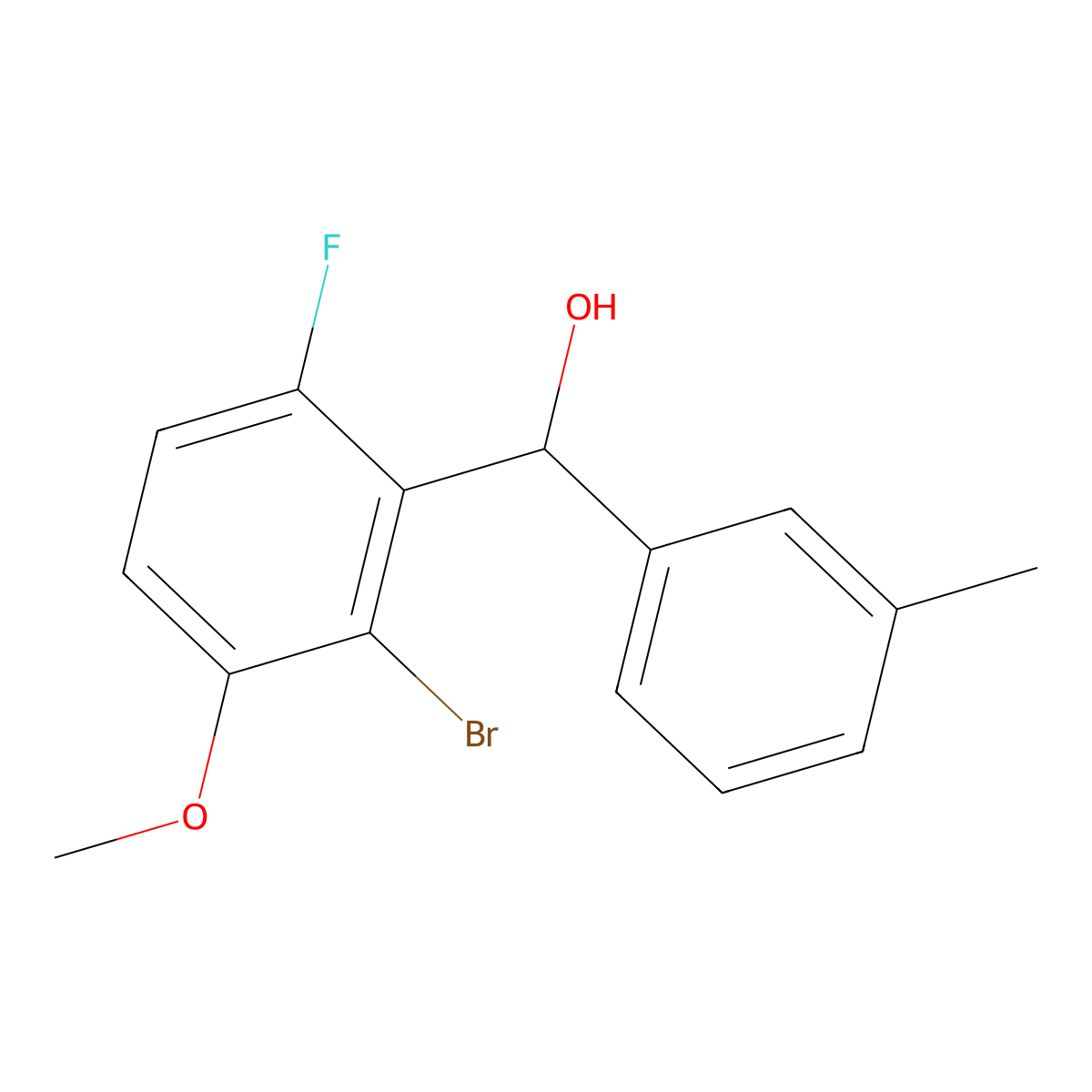 (2-Bromo-6-fluoro-3-methoxyphenyl)(m-tolyl)methanol molecular structure, CAS 3002531-51-0