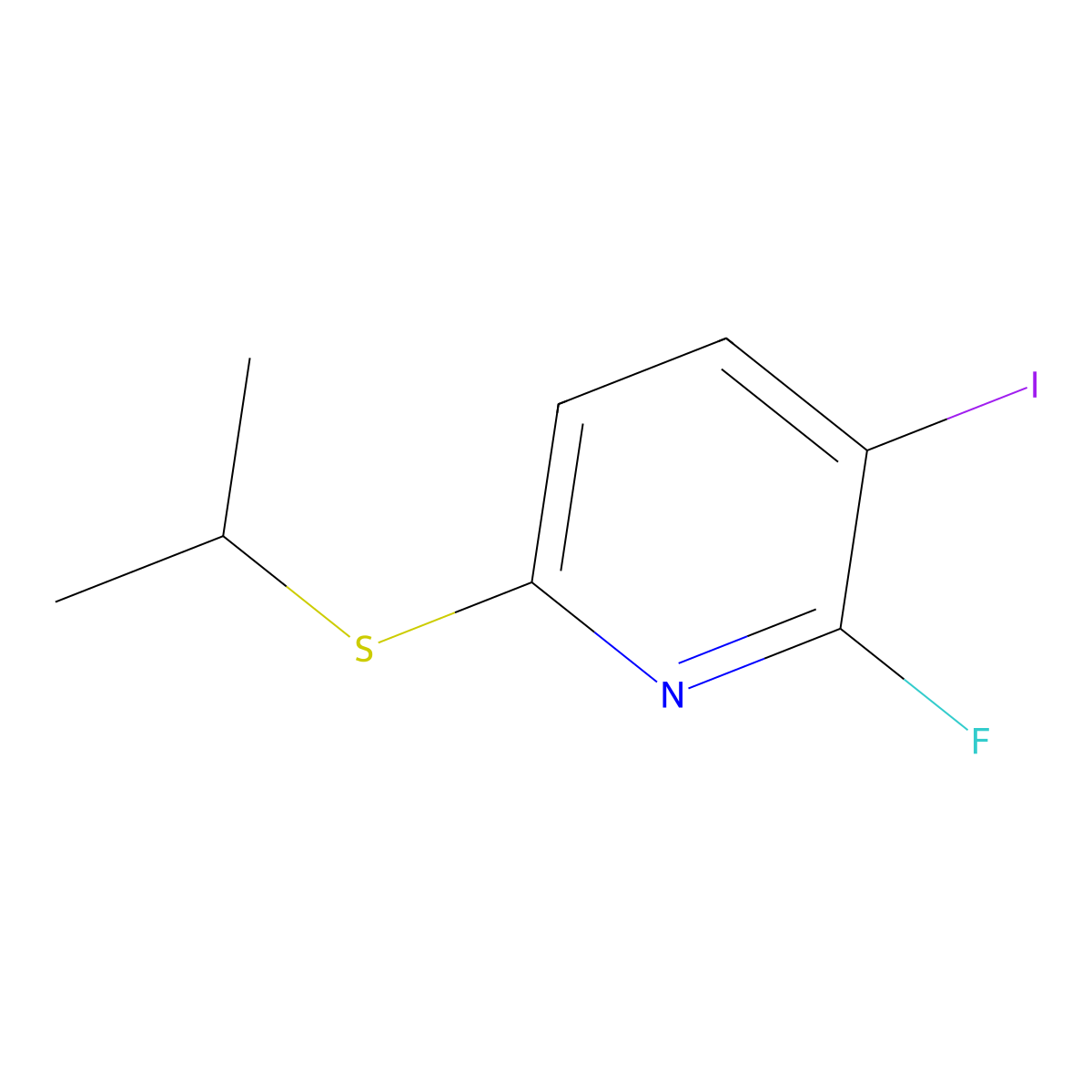 2-Fluoro-3-iodo-6-(isopropylthio)pyridine molecular structure, CAS 3002531-72-5
