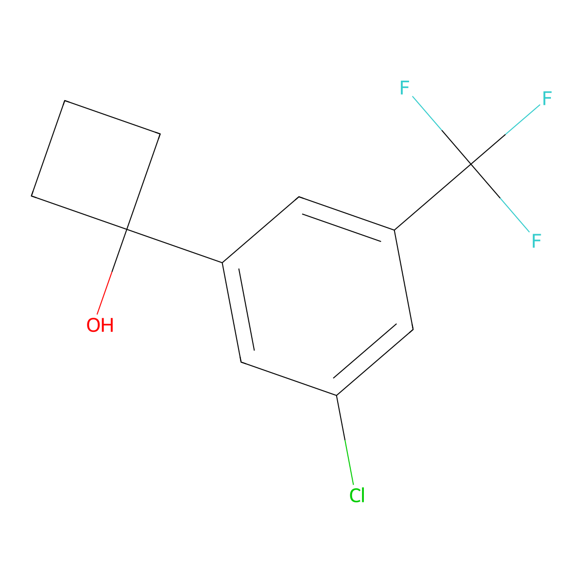 1-(3-Chloro-5-(trifluoromethyl)phenyl)cyclobutanol molecular structure, CAS 3002531-73-6