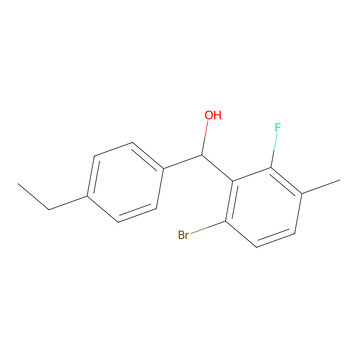 (6-Bromo-2-fluoro-3-methylphenyl)(4-ethylphenyl)methanol molecular structure, CAS 3002531-85-0