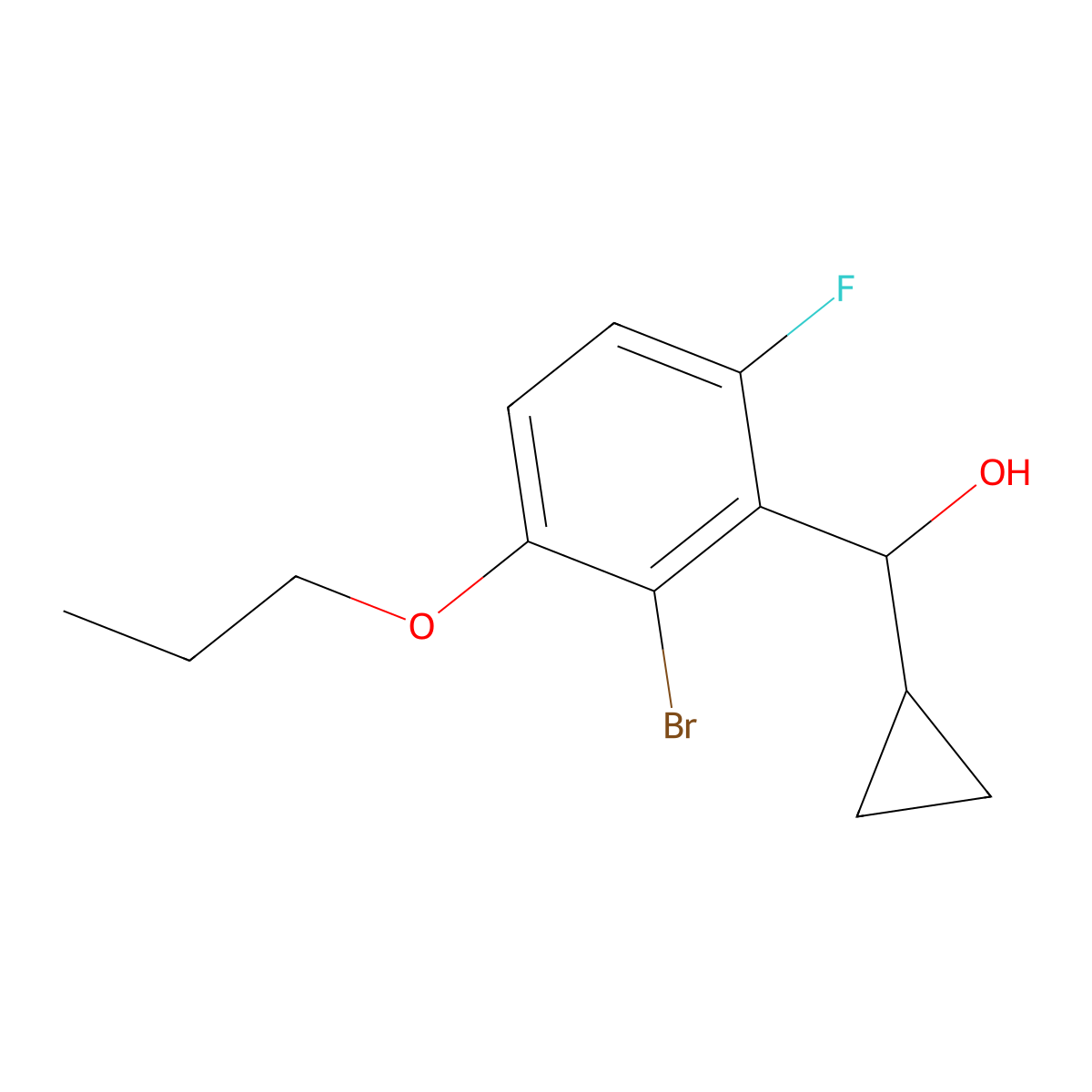 (2-Bromo-6-fluoro-3-propoxyphenyl)(cyclopropyl)methanol molecular structure, CAS 3002531-94-1