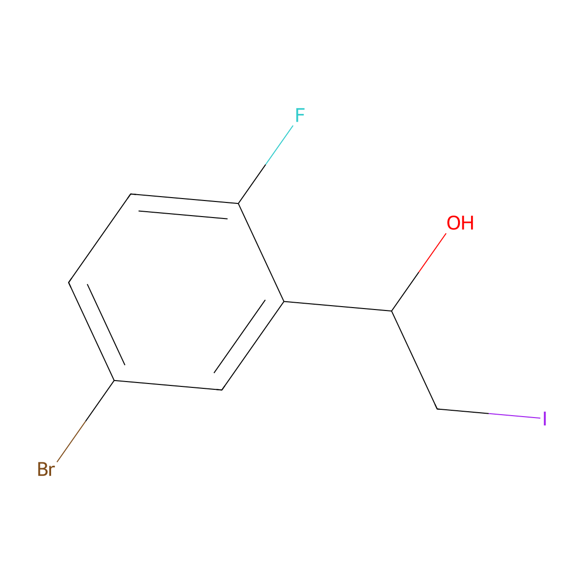 1-(5-Bromo-2-fluorophenyl)-2-iodoethanol molecular structure, CAS 3002532-54-6