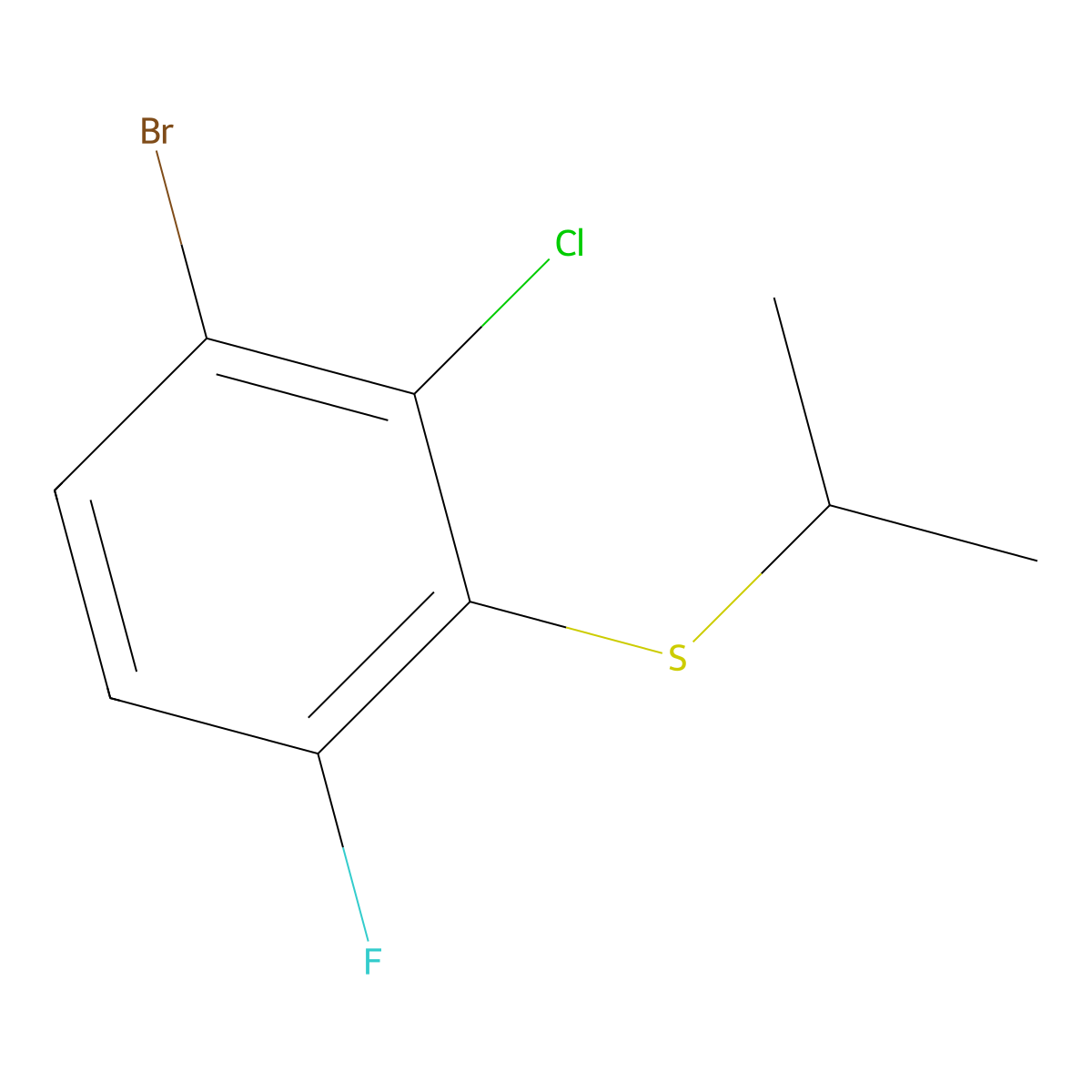(3-Bromo-2-chloro-6-fluorophenyl)(isopropyl)sulfane molecular structure, CAS 3002532-65-9