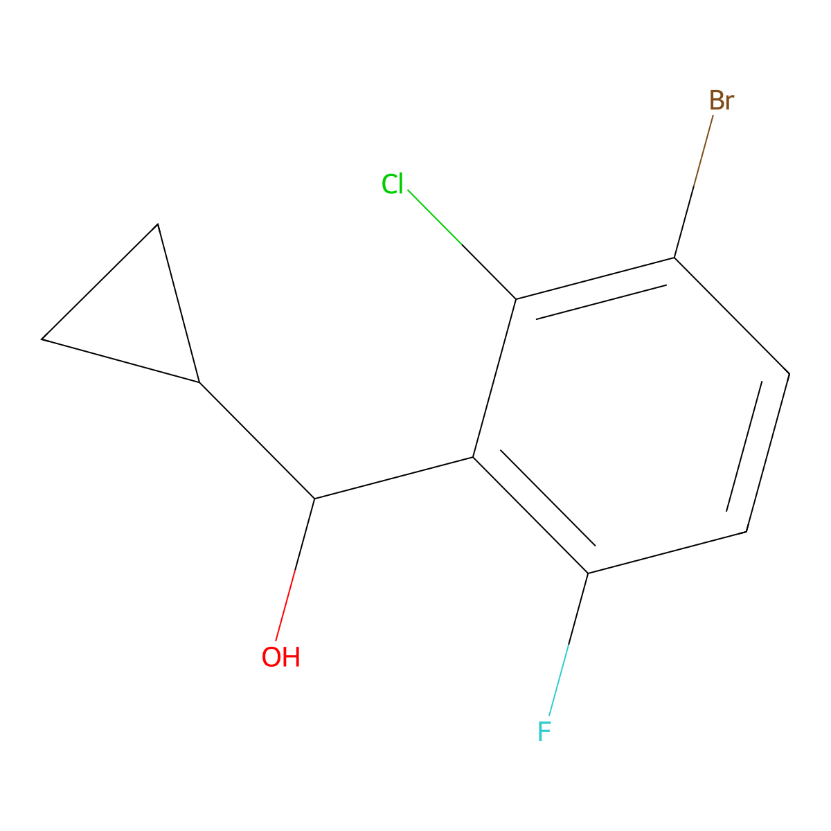 (3-Bromo-2-chloro-6-fluorophenyl)(cyclopropyl)methanol molecular structure, CAS 3002532-69-3