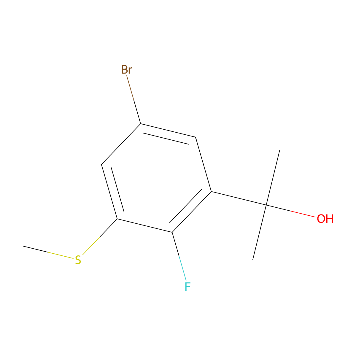 2-(5-Bromo-2-fluoro-3-(methylthio)phenyl)propan-2-ol molecular structure, CAS 3002532-84-2