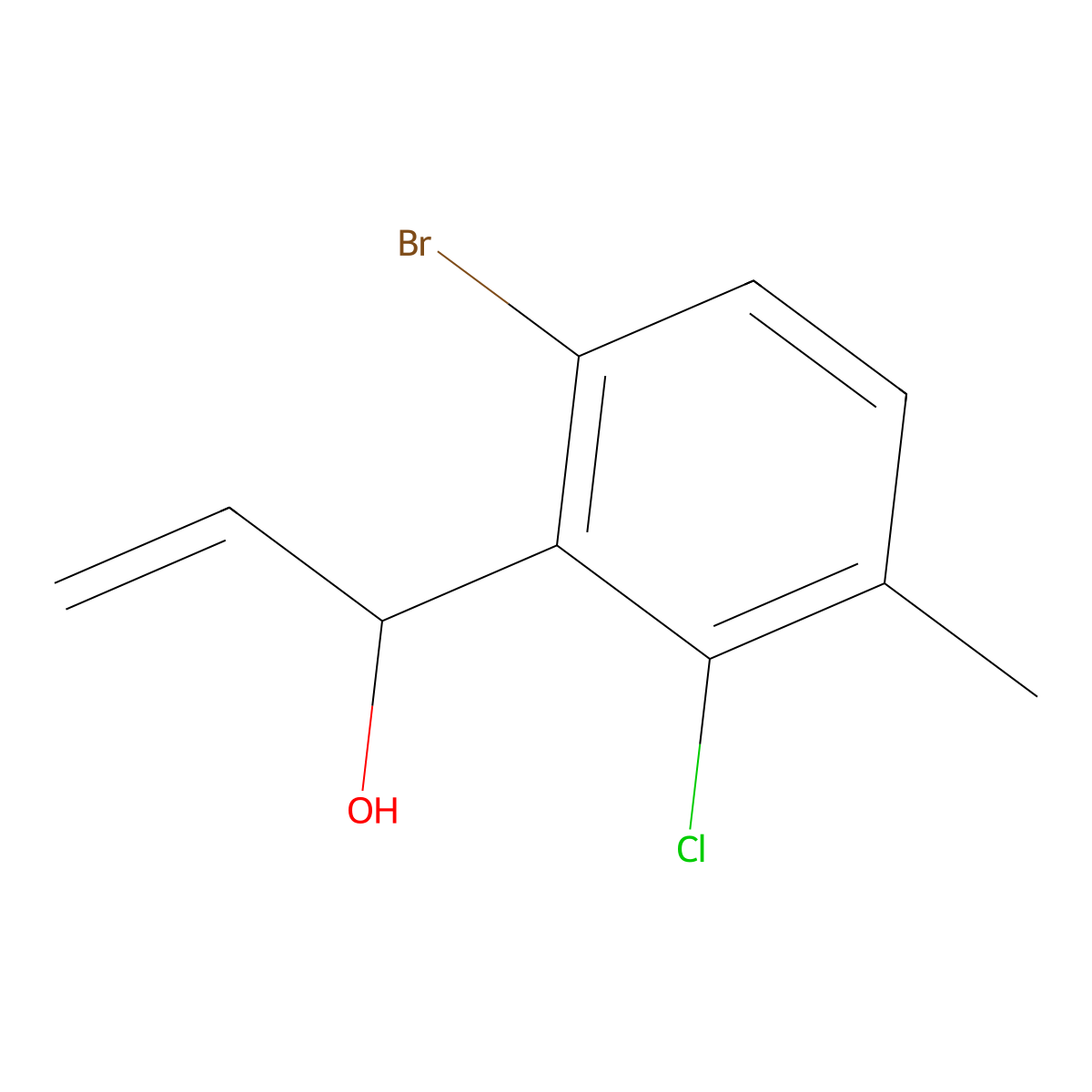 1-(6-Bromo-2-chloro-3-methylphenyl)prop-2-en-1-ol molecular structure, CAS 3002533-33-4