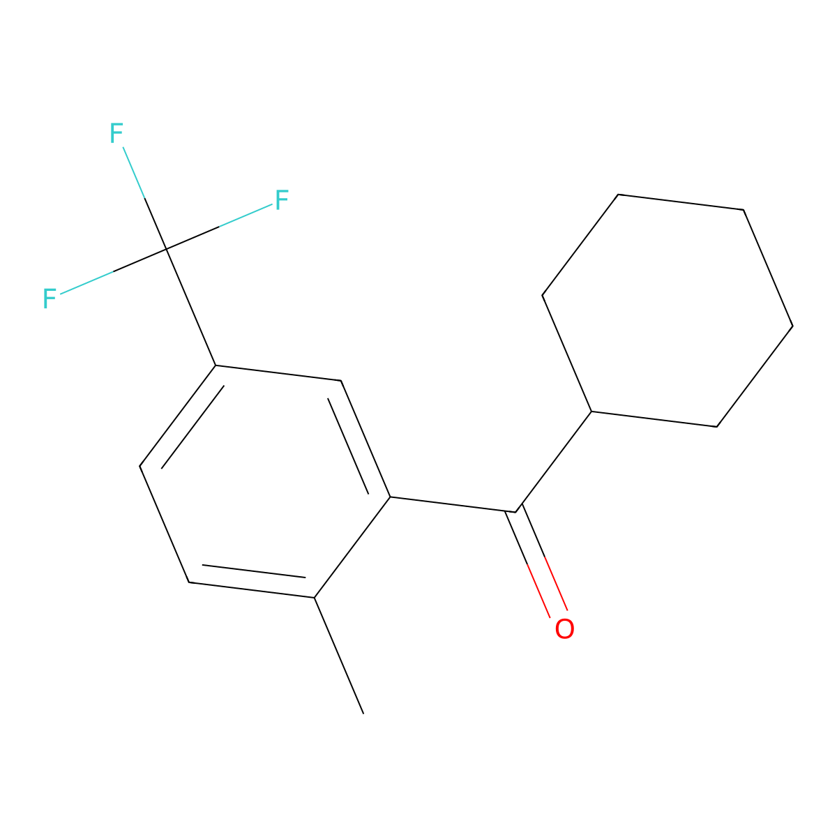 Cyclohexyl(2-methyl-5-(trifluoromethyl)phenyl)methanone molecular structure, CAS 3002534-53-1