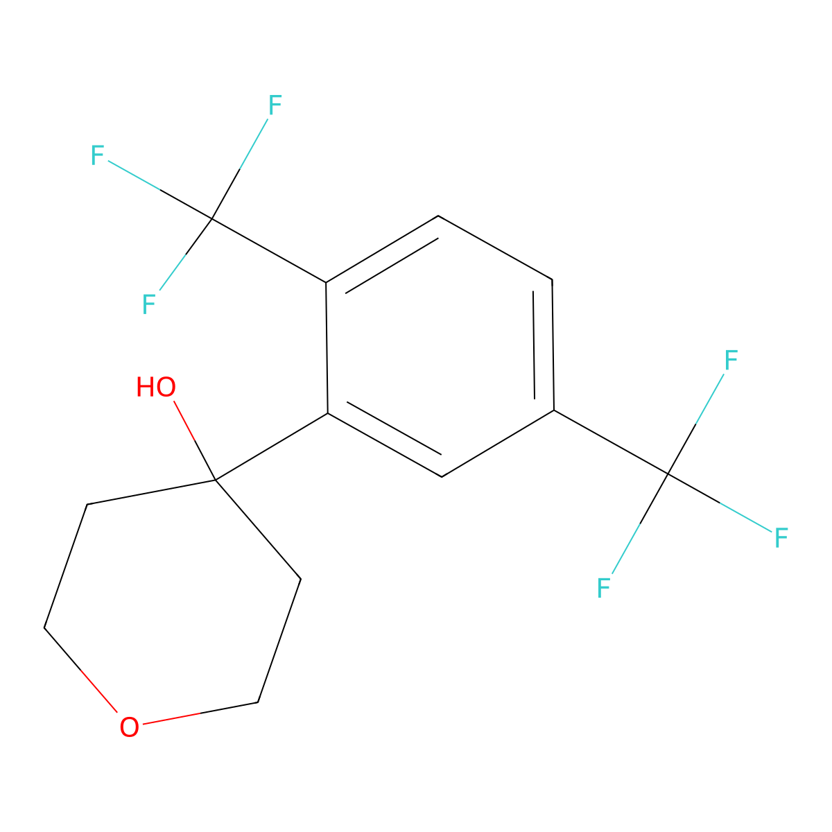 4-(2,5-bis(trifluoromethyl)phenyl)tetrahydro-2H-pyran-4-ol molecular structure, CAS 3002534-85-9