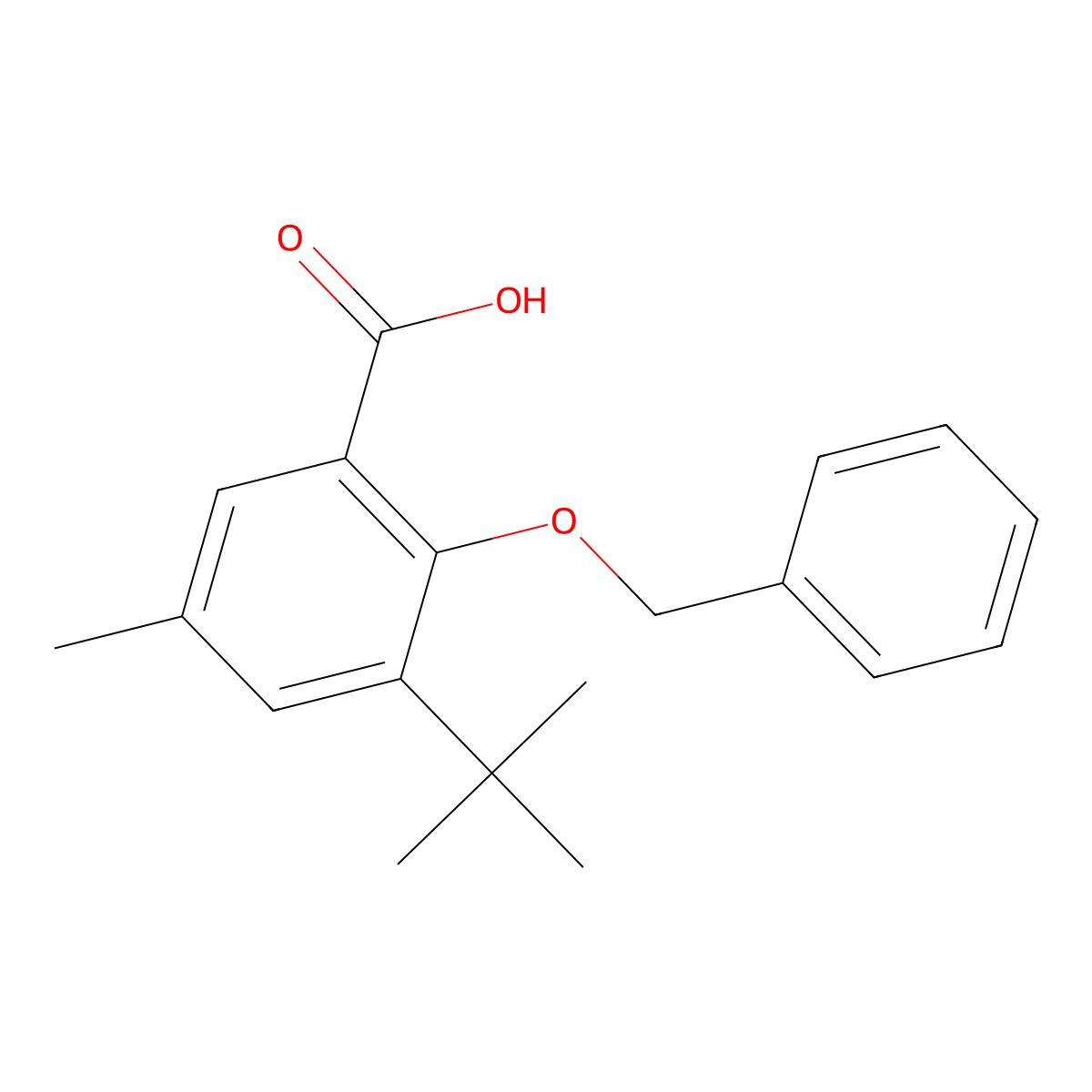 2-(Benzyloxy)-3-(tert-butyl)-5-methylbenzoic acid molecular structure, CAS 3002535-08-9