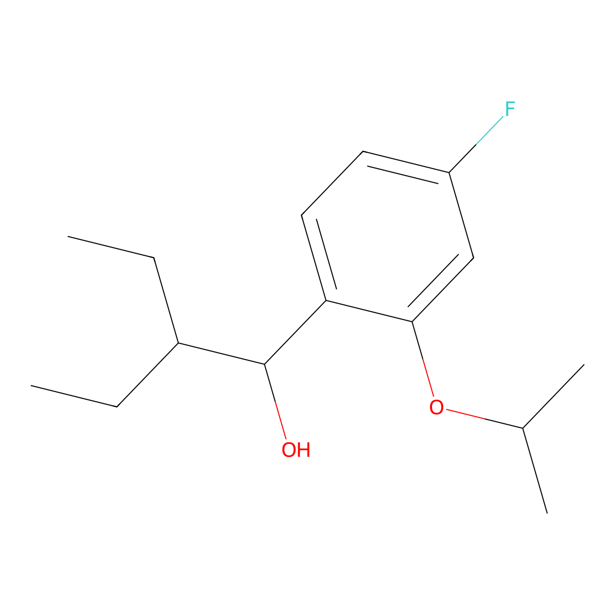 2-Ethyl-1-(4-fluoro-2-isopropoxyphenyl)butan-1-ol molecular structure, CAS 3002535-26-1