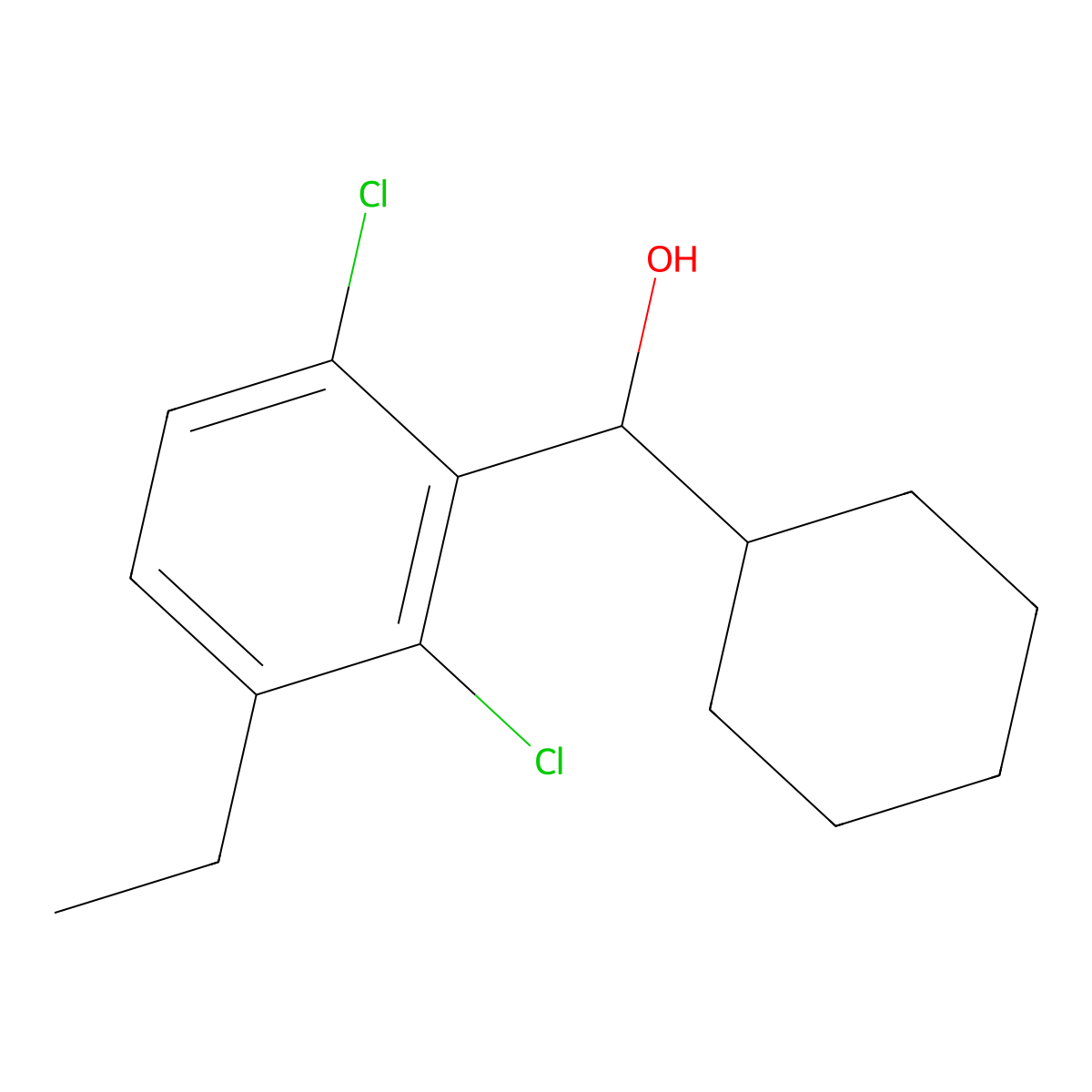 Cyclohexyl(2,6-dichloro-3-ethylphenyl)methanol molecular structure, CAS 3002535-28-3