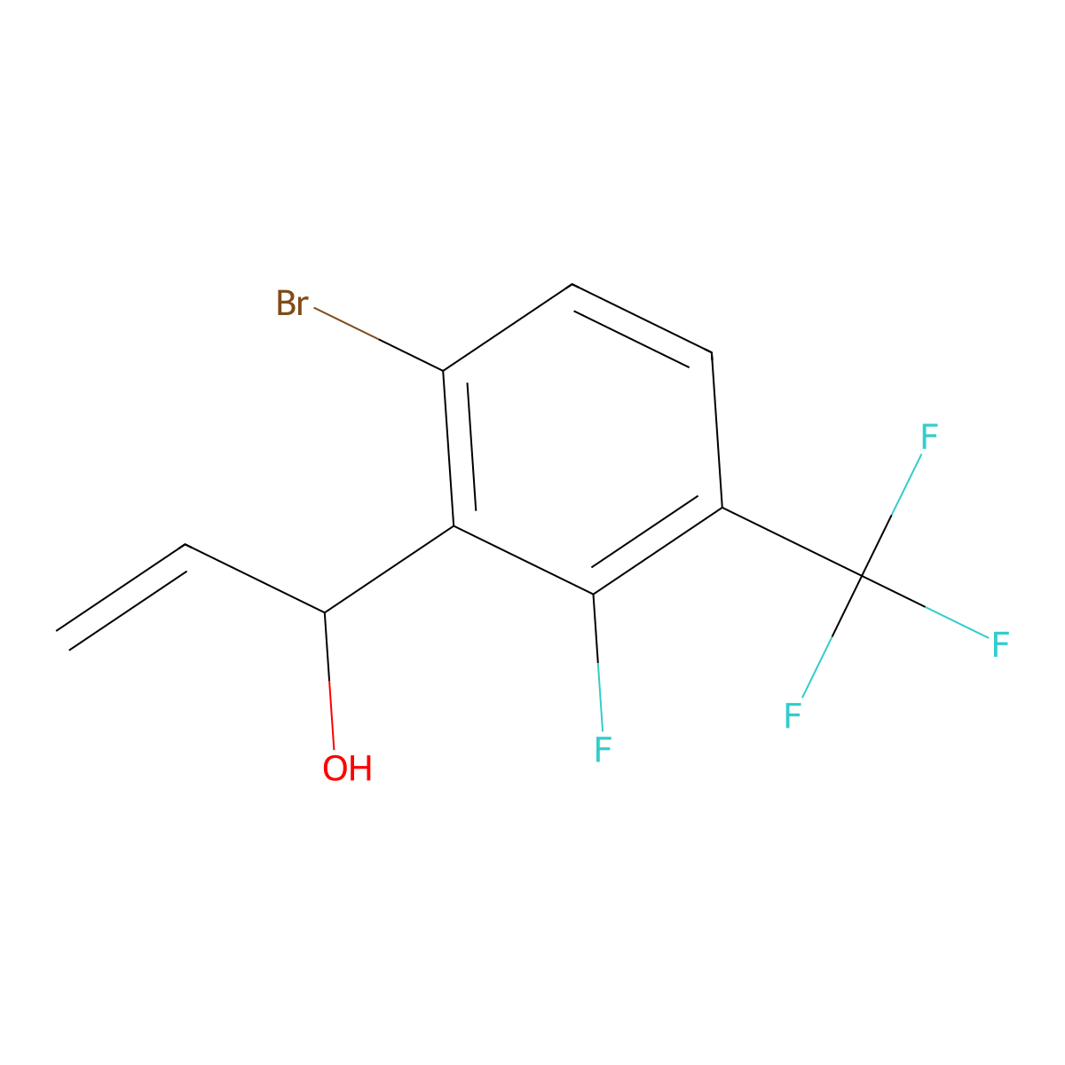 1-(6-Bromo-2-fluoro-3-(trifluoromethyl)phenyl)prop-2-en-1-ol molecular structure, CAS 3002535-41-0