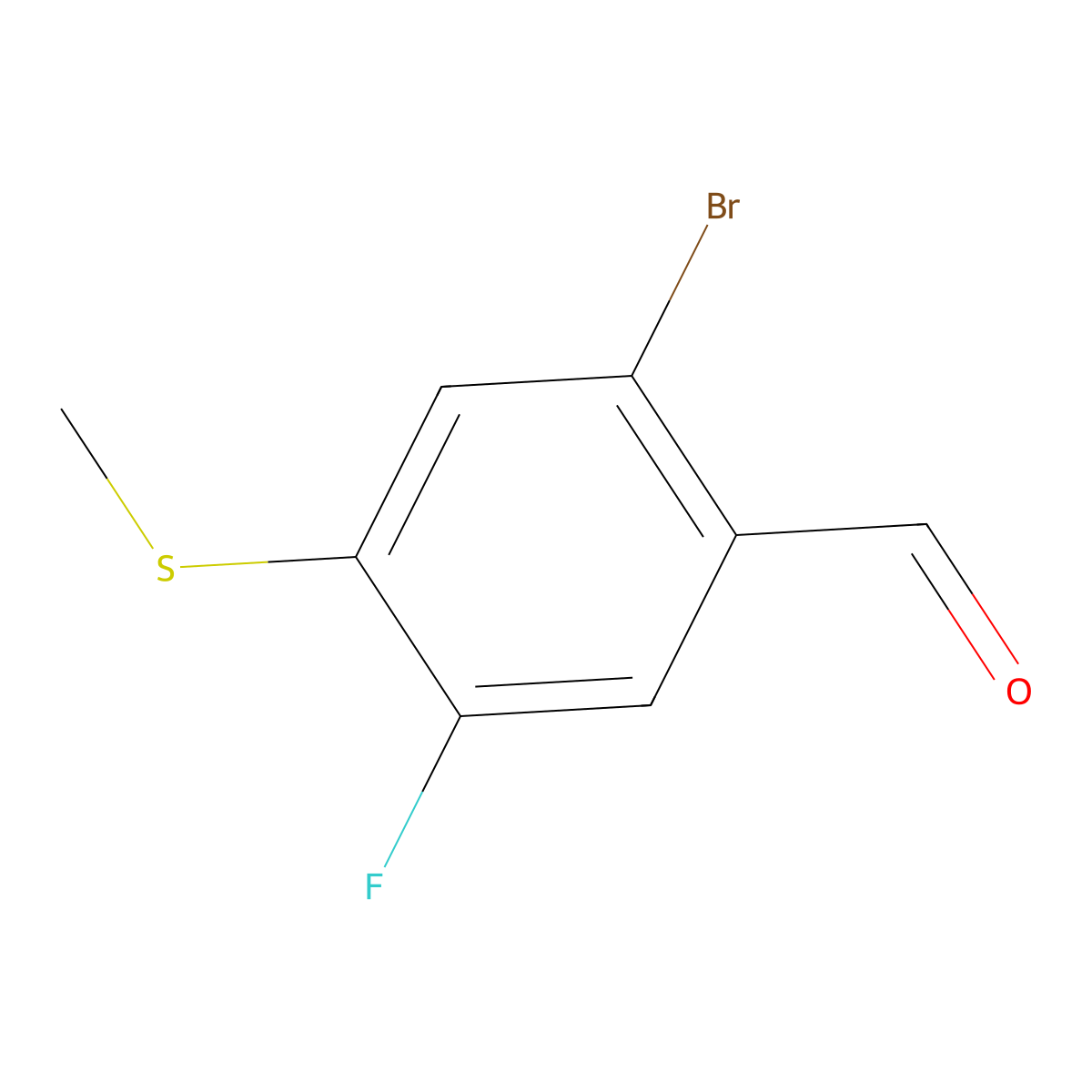 2-Bromo-5-fluoro-4-(methylthio)benzaldehyde molecular structure, CAS 3002535-69-2