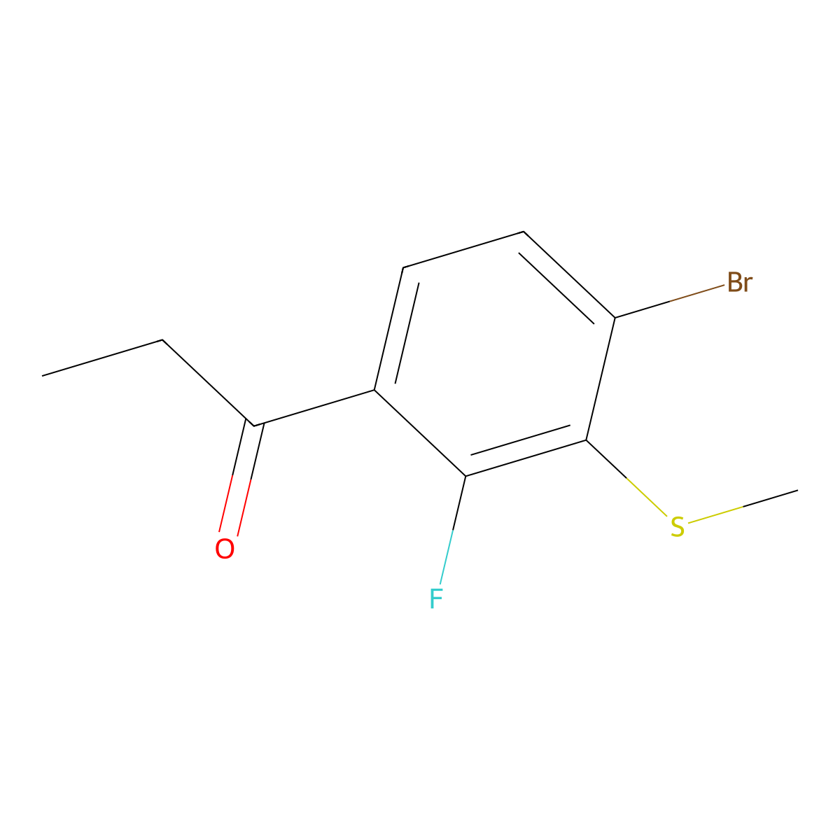 1-(4-Bromo-2-fluoro-3-(methylthio)phenyl)propan-1-one molecular structure, CAS 3002536-24-2