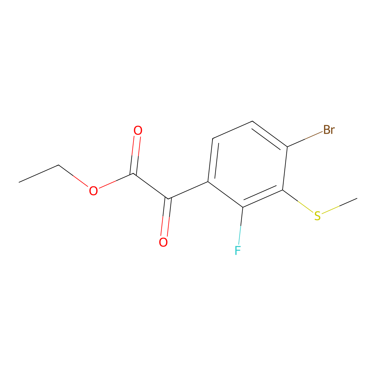 Ethyl 2-(4-bromo-2-fluoro-3-(methylthio)phenyl)-2-oxoacetate molecular structure, CAS 3002536-53-7