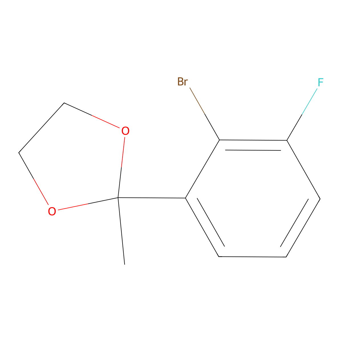 2-(2-Bromo-3-fluorophenyl)-2-methyl-1,3-dioxolane molecular structure, CAS 3002537-17-6