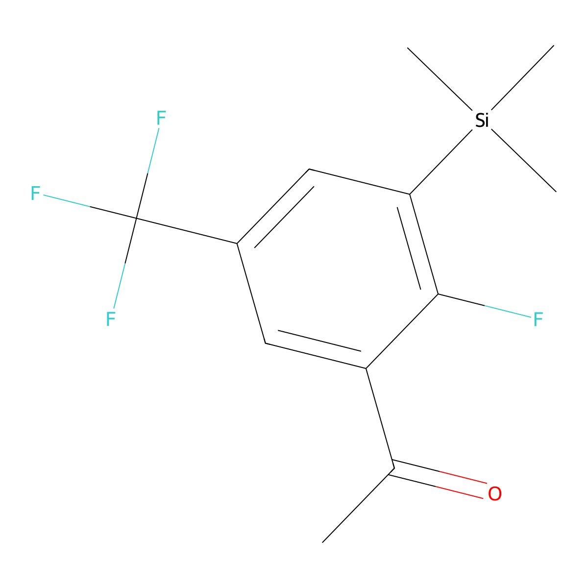 1-(2-Fluoro-5-(trifluoromethyl)-3-(trimethylsilyl)phenyl)ethanone molecular structure, CAS 3002537-92-7