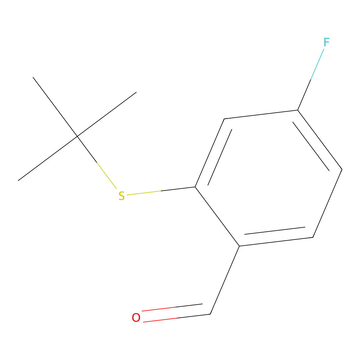 2-(Tert-butylthio)-4-fluorobenzaldehyde molecular structure, CAS 3002538-18-0