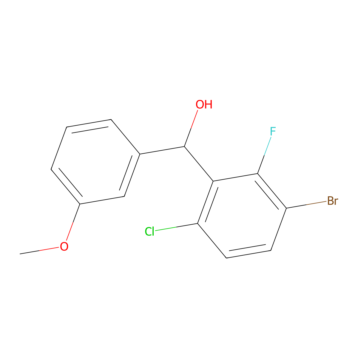 (3-Bromo-6-chloro-2-fluorophenyl)(3-methoxyphenyl)methanol molecular structure, CAS 3002538-68-0