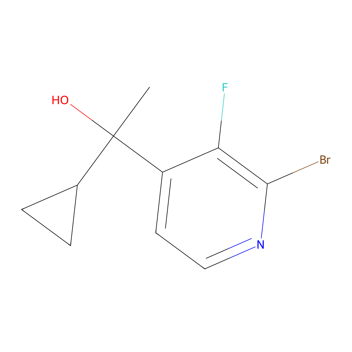 1-(2-Bromo-3-fluoropyridin-4-yl)-1-cyclopropylethanol molecular structure, CAS 3002538-70-4