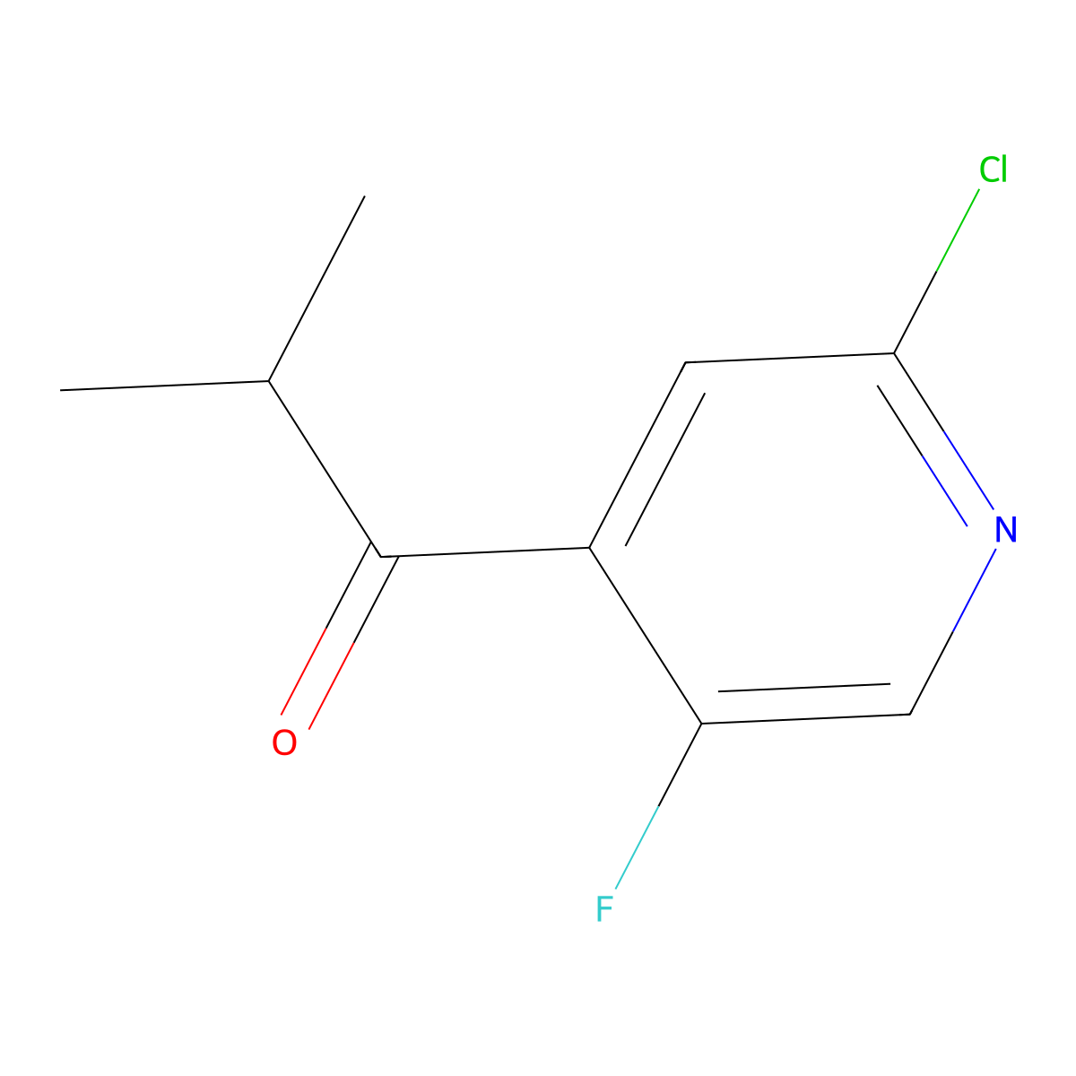 1-(2-Chloro-5-fluoropyridin-4-yl)-2-methylpropan-1-one molecular structure, CAS 3002538-77-1