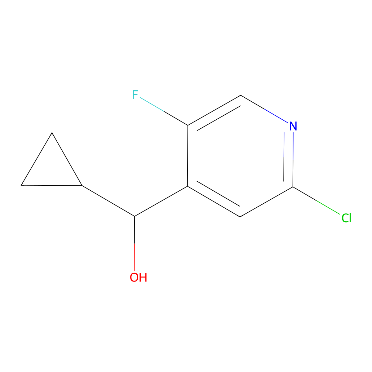 (2-Chloro-5-fluoropyridin-4-yl)(cyclopropyl)methanol molecular structure, CAS 3002538-96-4