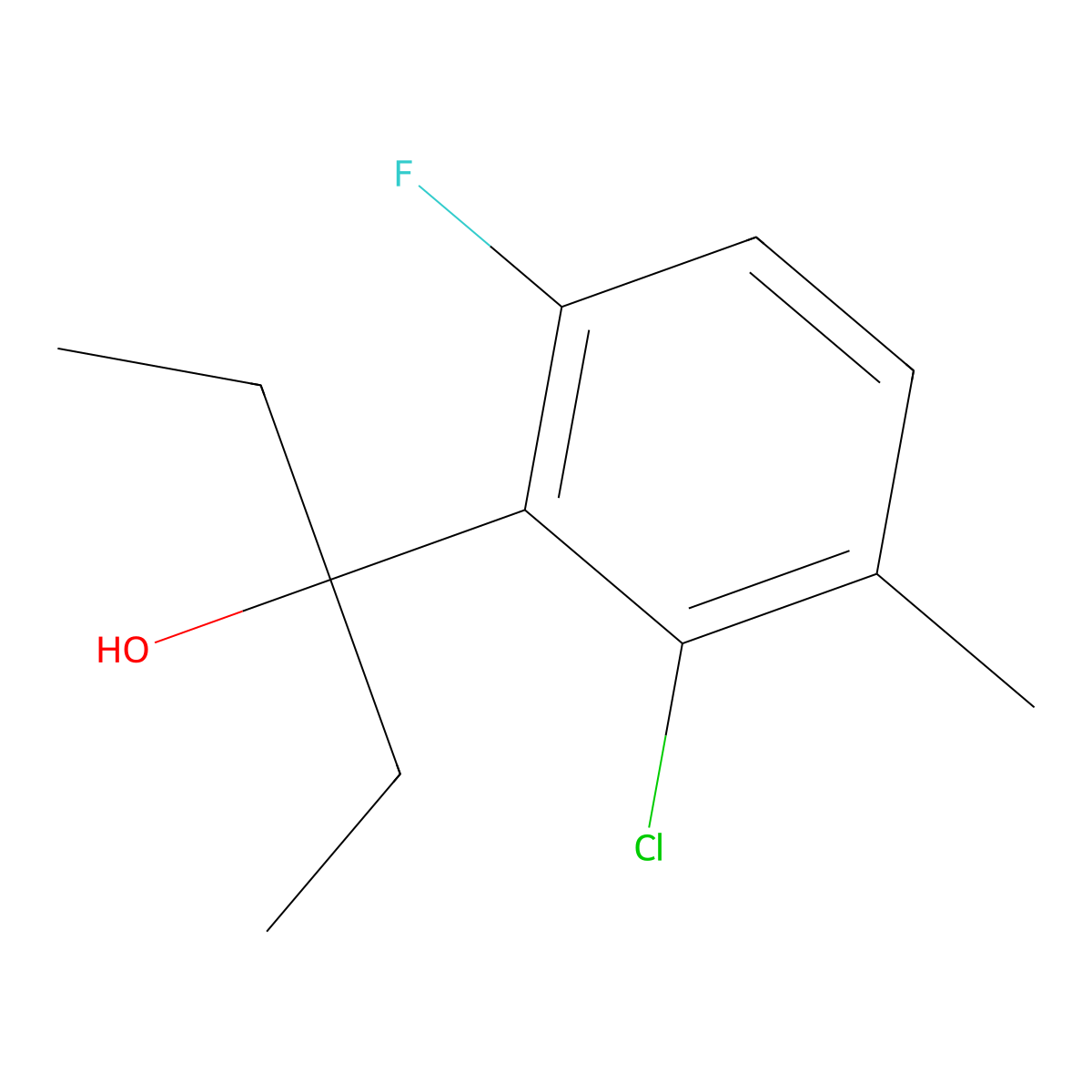 3-(2-Chloro-6-fluoro-3-methylphenyl)pentan-3-ol molecular structure, CAS 3002538-99-7