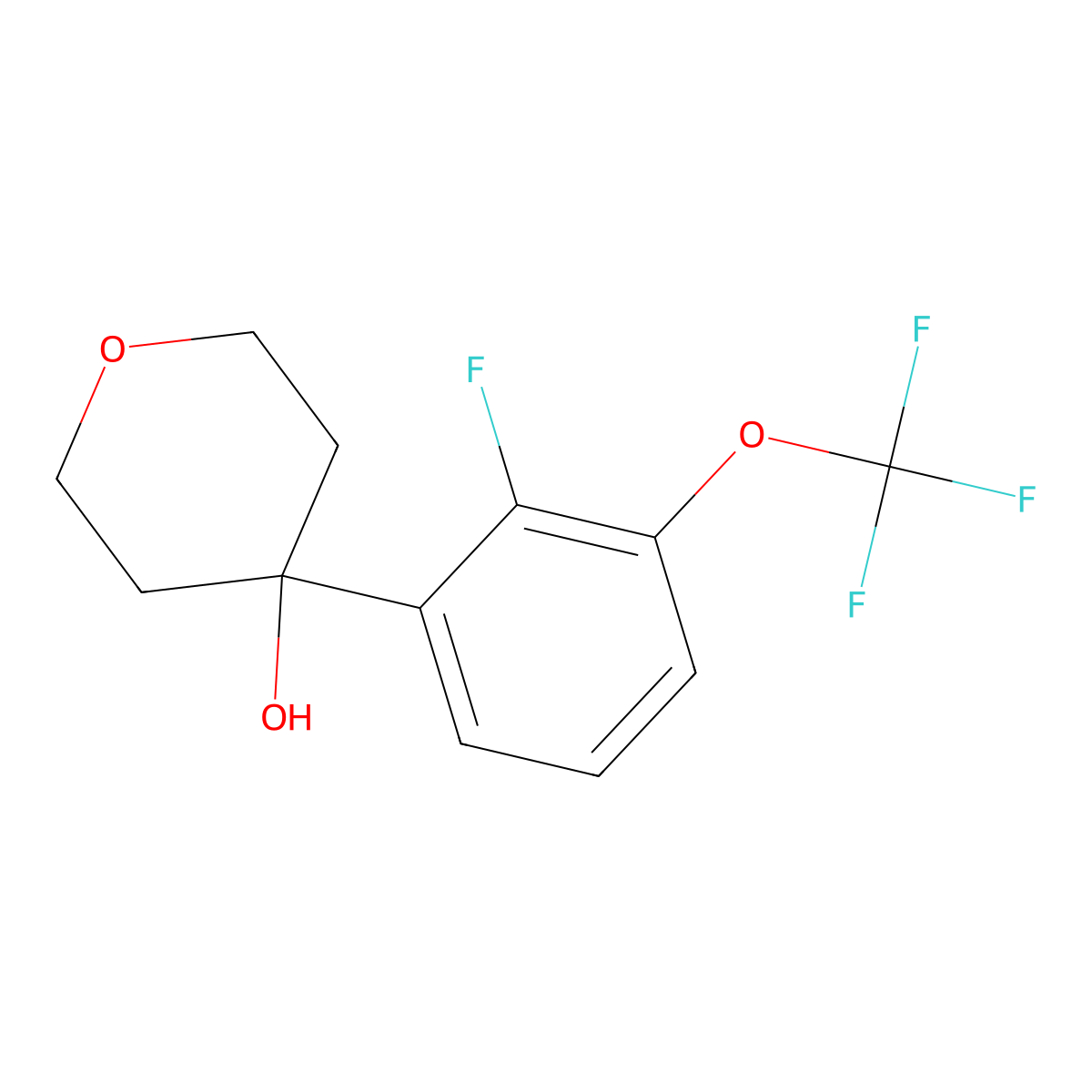 4-(2-fluoro-3-(trifluoromethoxy)phenyl)tetrahydro-2H-pyran-4-ol molecular structure, CAS 3002539-77-4