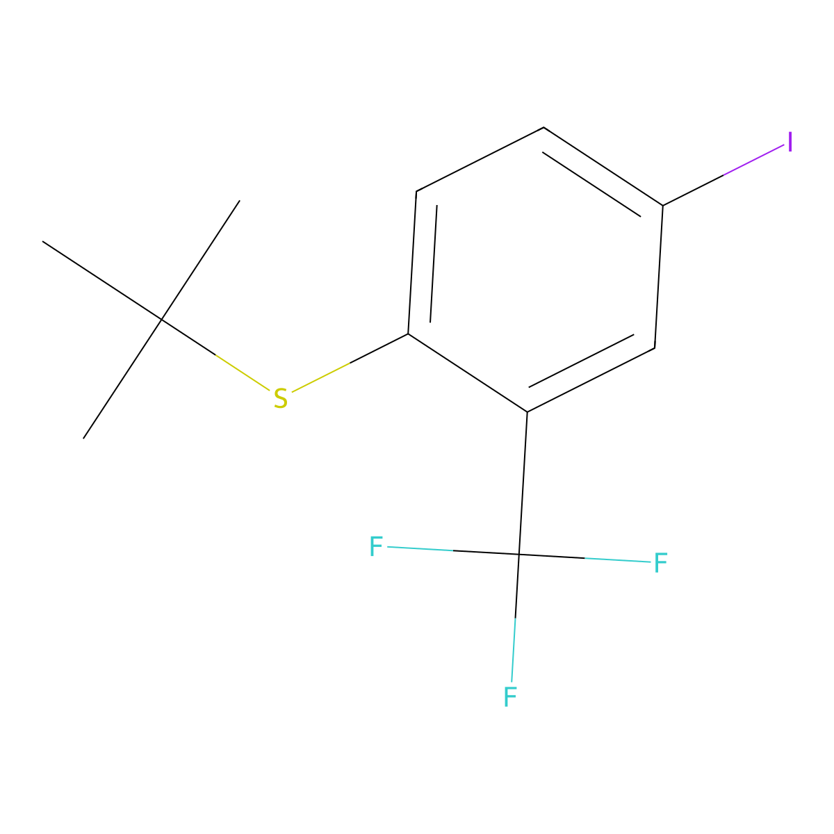 Tert-butyl(4-iodo-2-(trifluoromethyl)phenyl)sulfane molecular structure, CAS 3002540-24-8