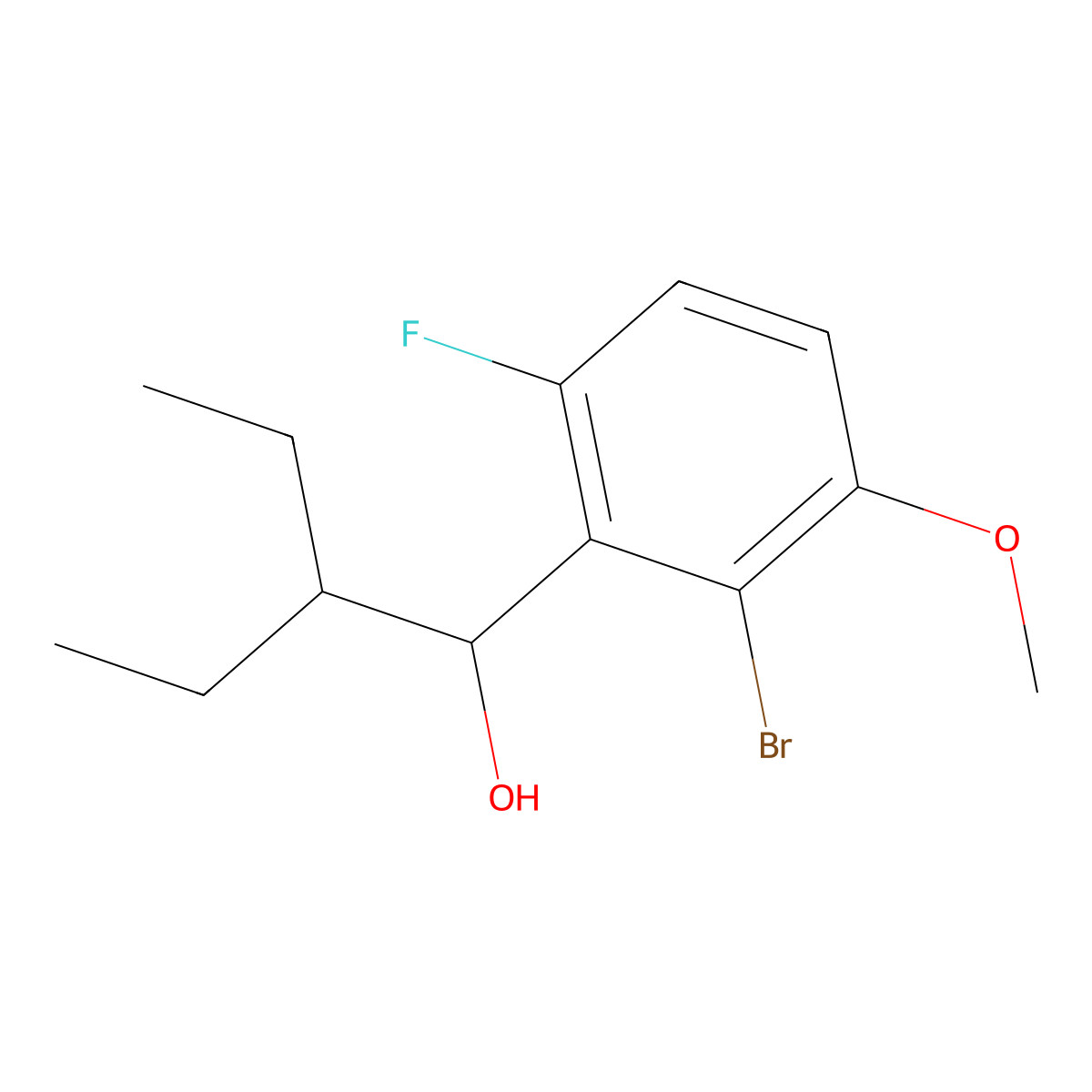 1-(2-Bromo-6-fluoro-3-methoxyphenyl)-2-ethylbutan-1-ol molecular structure, CAS 3002540-30-6