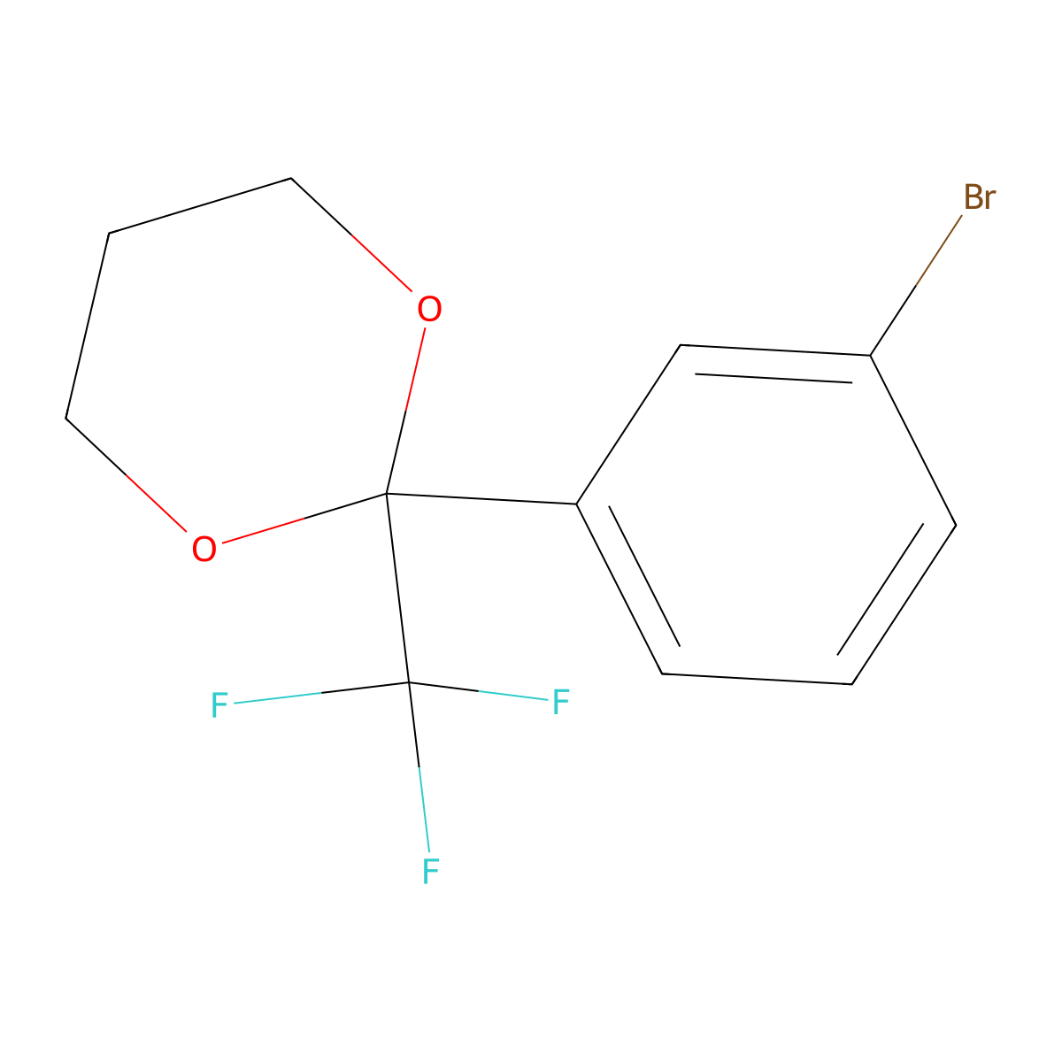 2-(3-Bromophenyl)-2-(trifluoromethyl)-1,3-dioxane molecular structure, CAS 3002540-58-8
