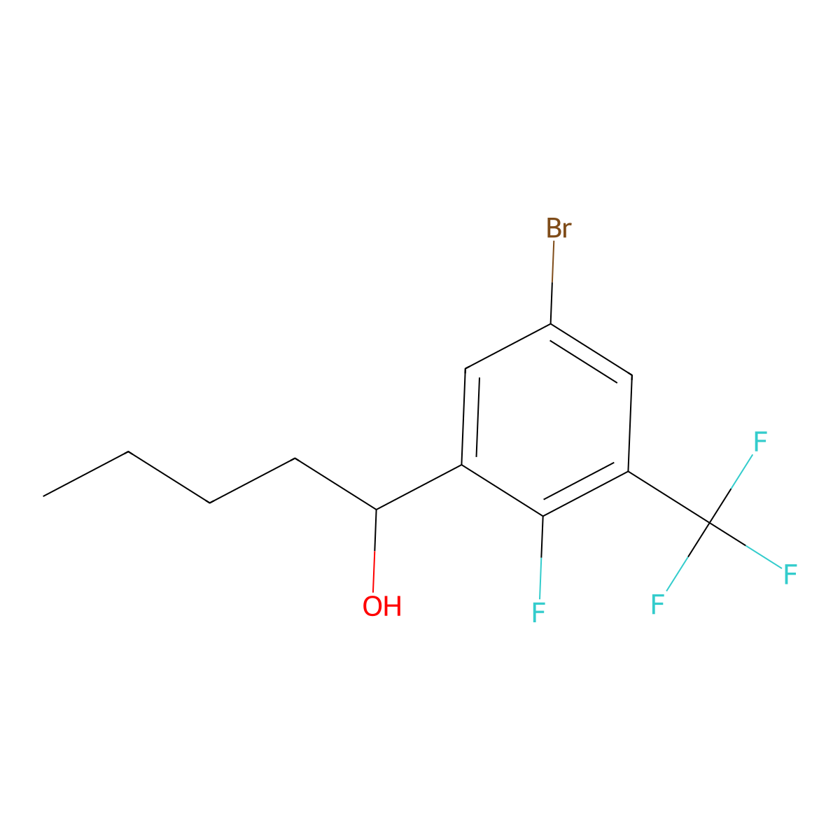 1-(5-Bromo-2-fluoro-3-(trifluoromethyl)phenyl)pentan-1-ol molecular structure, CAS 3002540-66-8