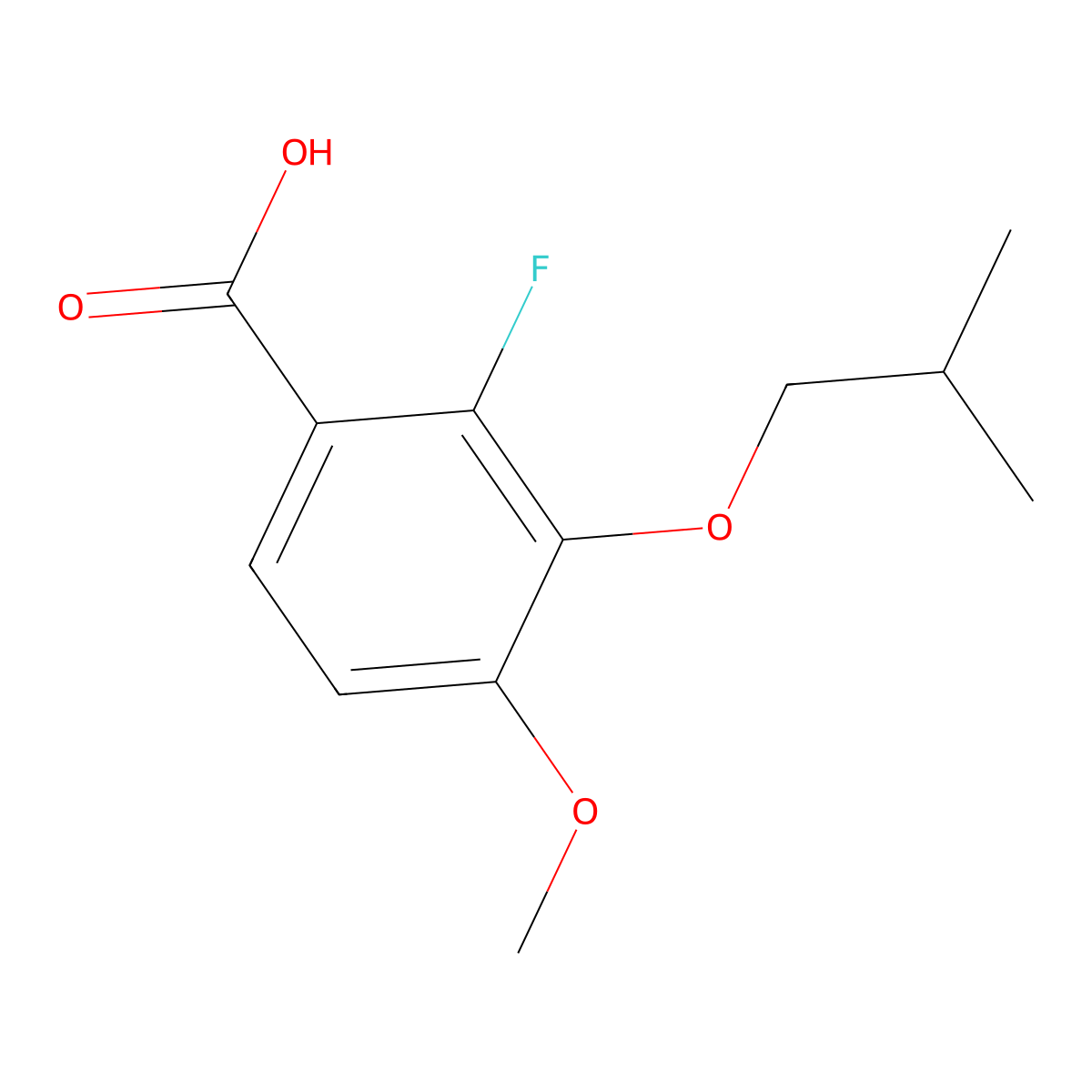2-Fluoro-3-isobutoxy-4-methoxybenzoic acid molecular structure, CAS 3002541-25-2