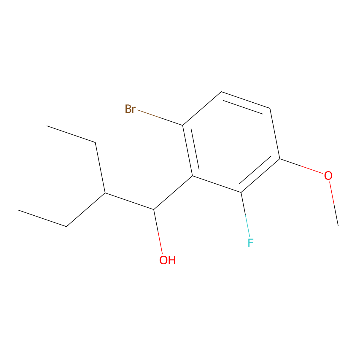 1-(6-Bromo-2-fluoro-3-methoxyphenyl)-2-ethylbutan-1-ol molecular structure, CAS 3002541-39-8