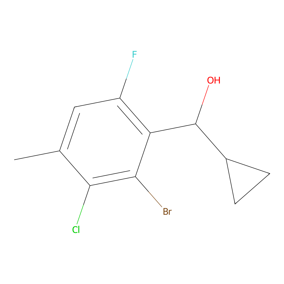 (2-Bromo-3-chloro-6-fluoro-4-methylphenyl)(cyclopropyl)methanol molecular structure, CAS 3002541-62-7